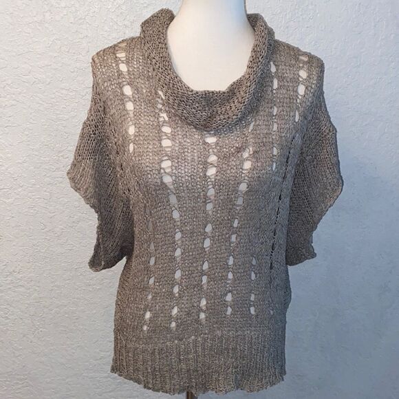 Vivienne Vivienne Tam Chunky Knit Short Sleeve Wool Blend Cowl Neck Cable knit M - Picture 1 of 9